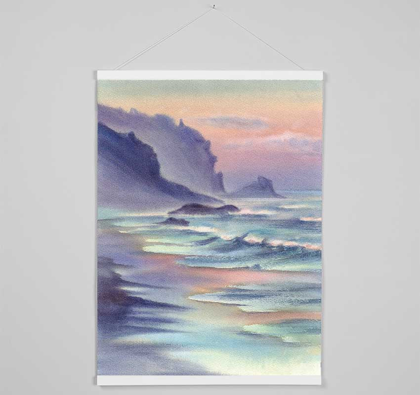 Ocean Waves Against The Mountain Rocks Hanging Poster - Wallart-Direct UK