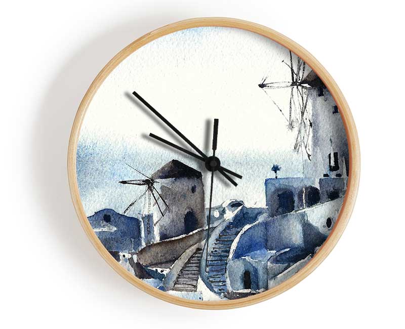 Greece Blues Clock - Wallart-Direct UK