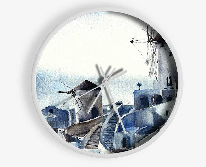 Greece Blues Clock - Wallart-Direct UK