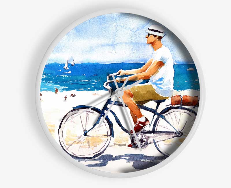 Cycling In Paradise Clock - Wallart-Direct UK