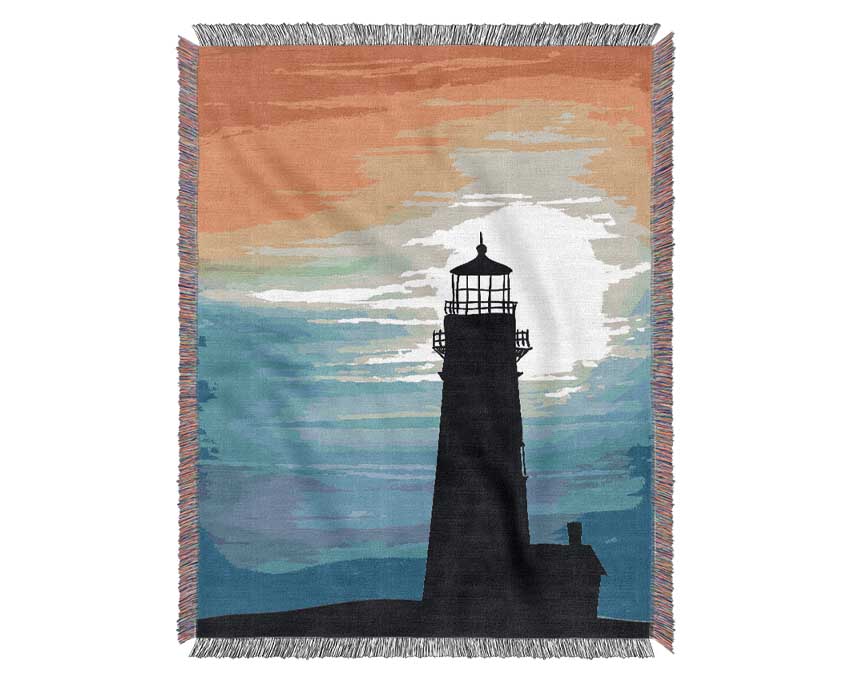 Lighthouse Rainbow Skies Woven Blanket