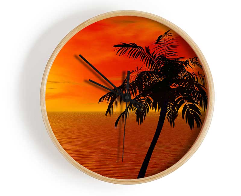 Palm Tree Ocean Sun Clock - Wallart-Direct UK