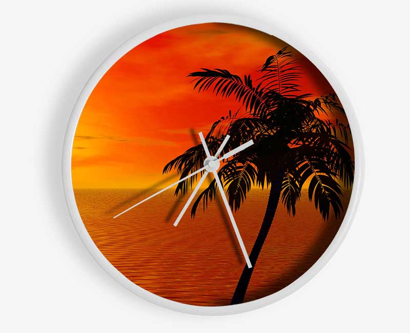 Palm Tree Ocean Sun Clock - Wallart-Direct UK