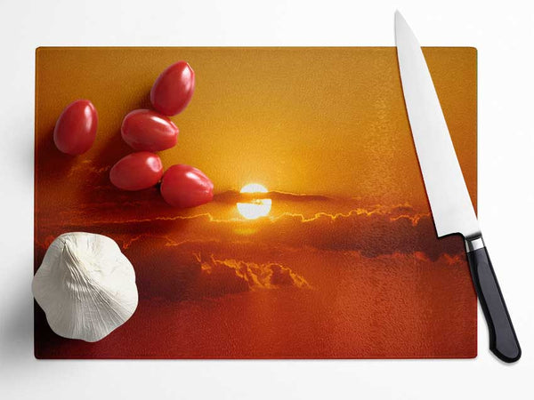 Sun In The Clouds Glass Chopping Board