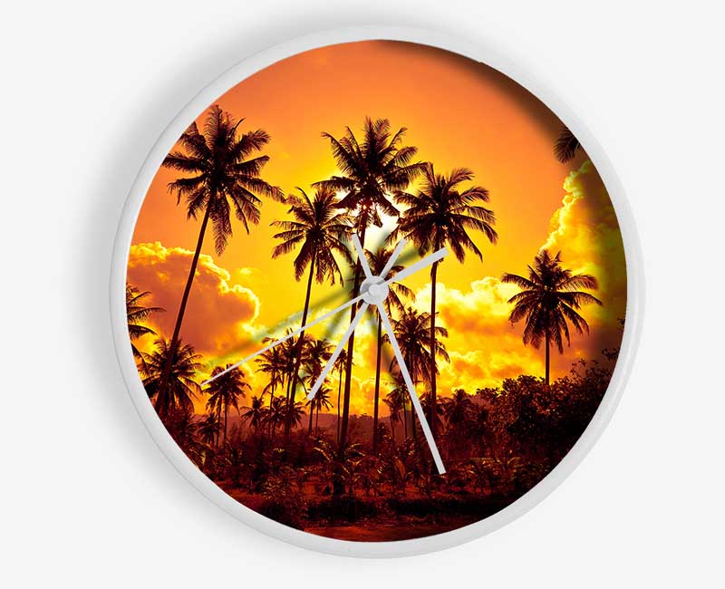 Sun Behind The Palm Trees Clock - Wallart-Direct UK