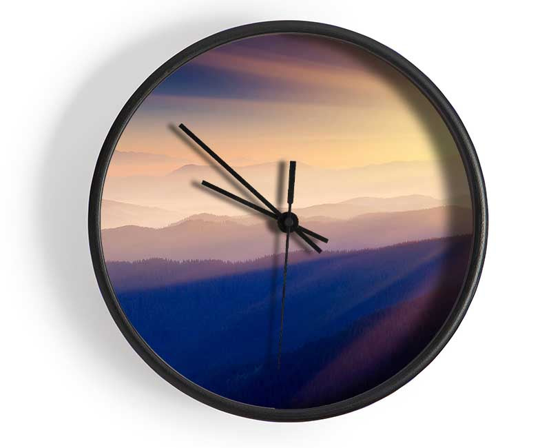 Misty Sunrise Mountains Clock - Wallart-Direct UK