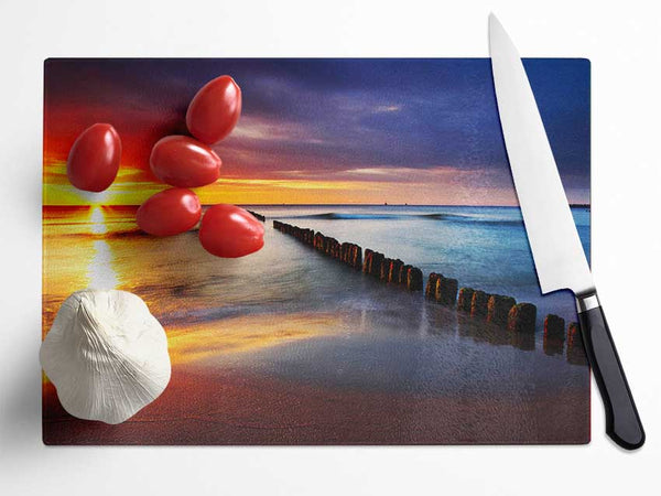 Sun Through The Ocean Waves Glass Chopping Board