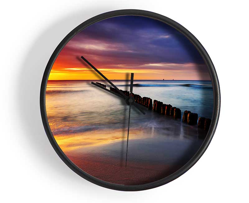 Sun Through The Ocean Waves Clock - Wallart-Direct UK