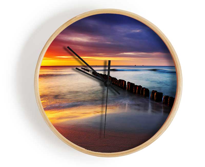 Sun Through The Ocean Waves Clock - Wallart-Direct UK