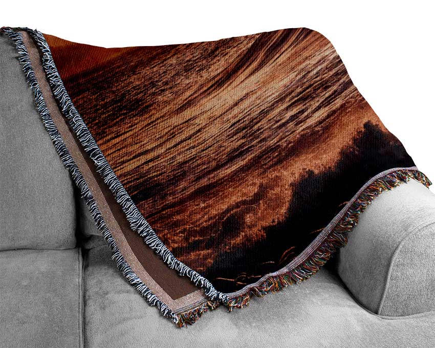 Sun Blaze Waves Woven Blanket