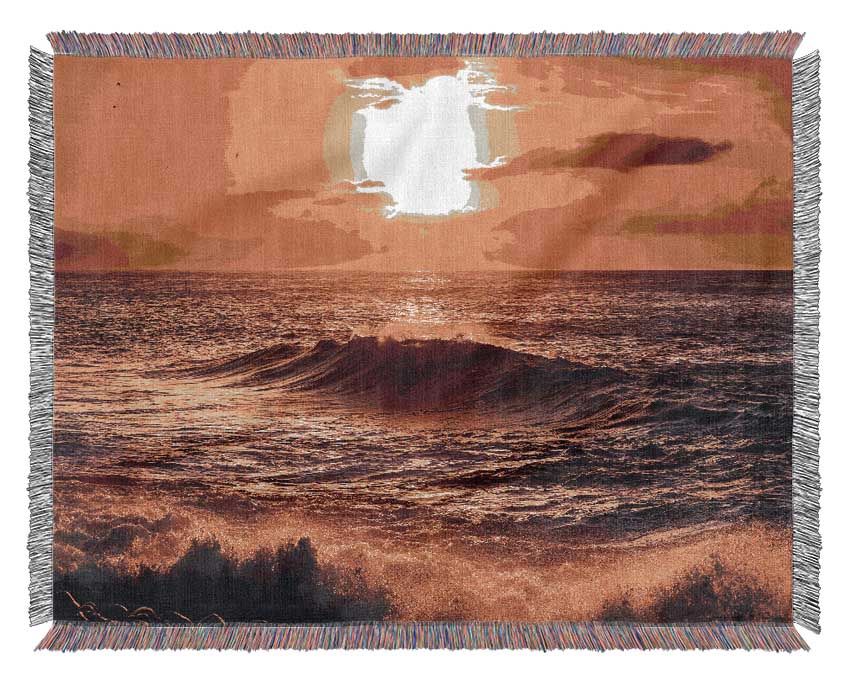 Sun Blaze Waves Woven Blanket