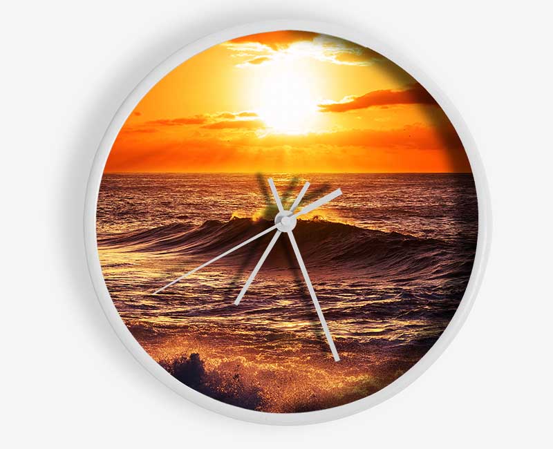 Sun Blaze Waves Clock - Wallart-Direct UK