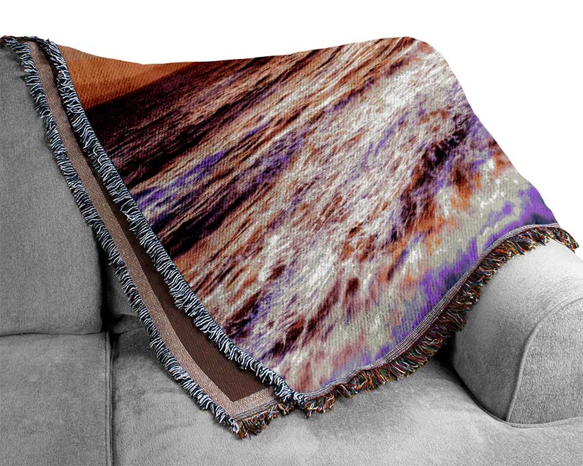 Pink Ocean Waves Woven Blanket