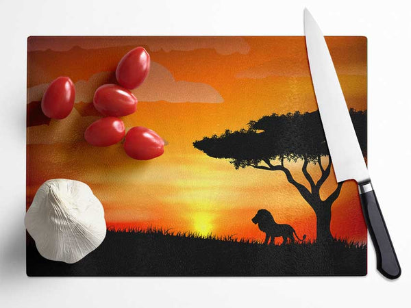 King Of The Jungle Sun Blaze Glass Chopping Board