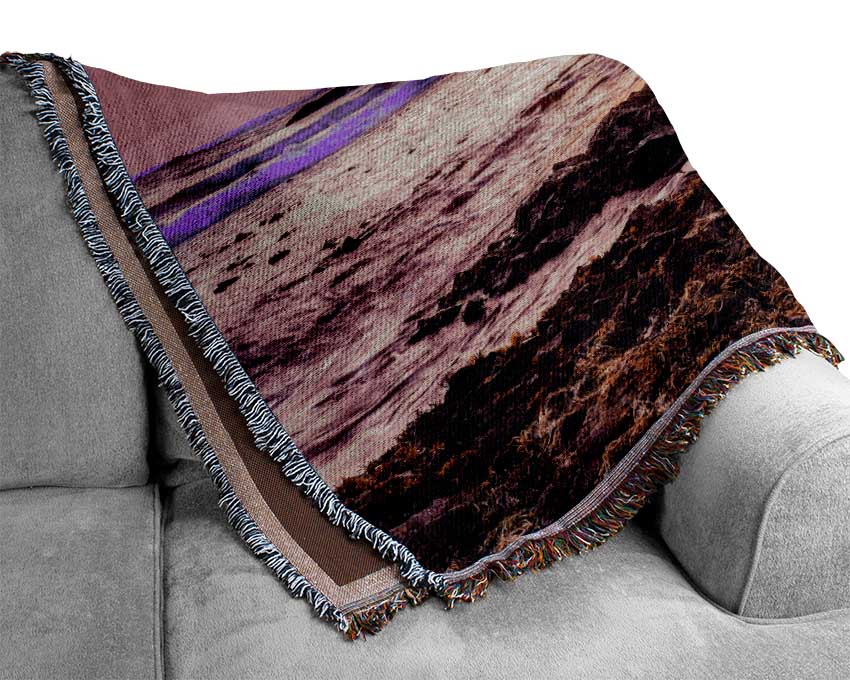 Purple Lighthouse Watch Woven Blanket