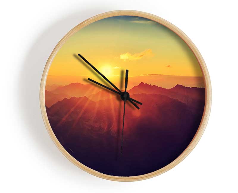 Sunrays Over The Mountains 2 Clock - Wallart-Direct UK