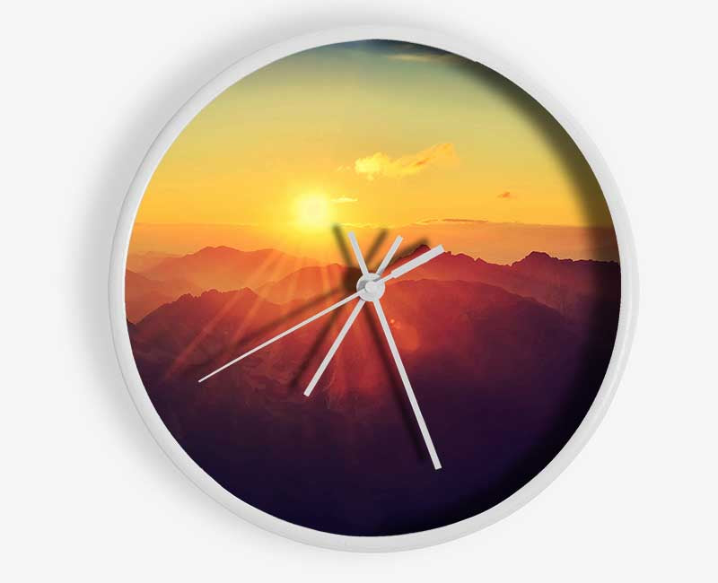 Sunrays Over The Mountains 2 Clock - Wallart-Direct UK