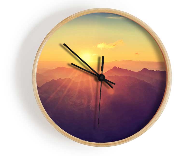 Sunrays Over The Mountains 1 Clock - Wallart-Direct UK