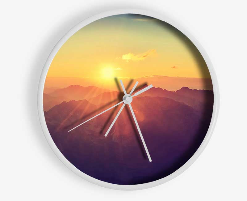 Sunrays Over The Mountains 1 Clock - Wallart-Direct UK