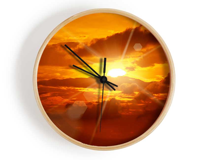 Sun Blaze Clouds Clock - Wallart-Direct UK