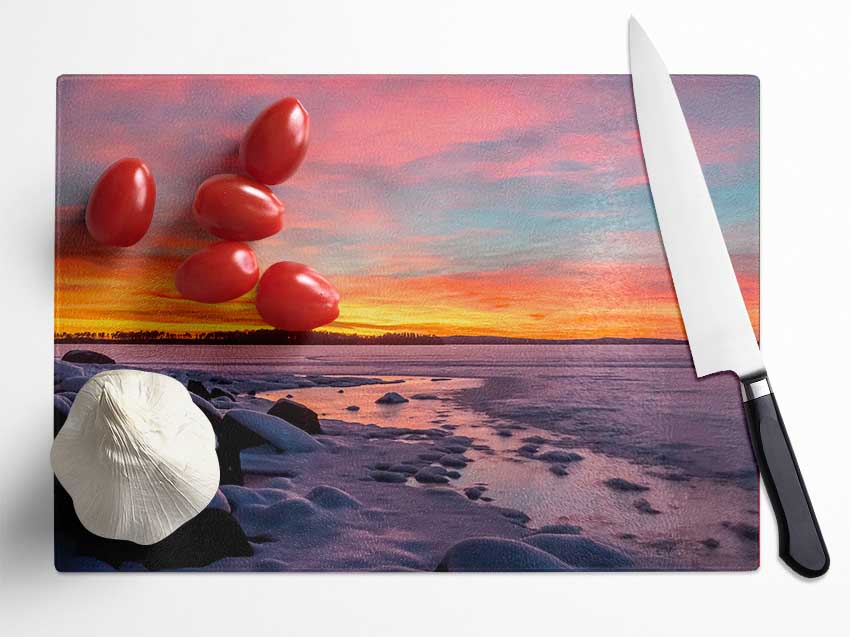 Low Tide Pebble Beach Glass Chopping Board