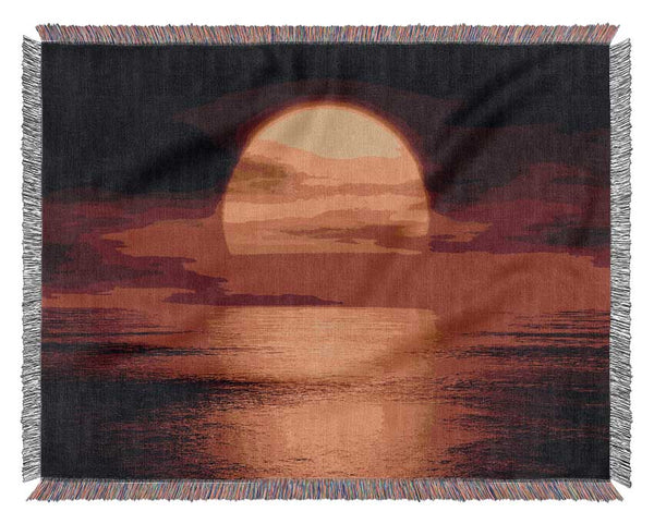 Red Fire Sky Reflections Woven Blanket