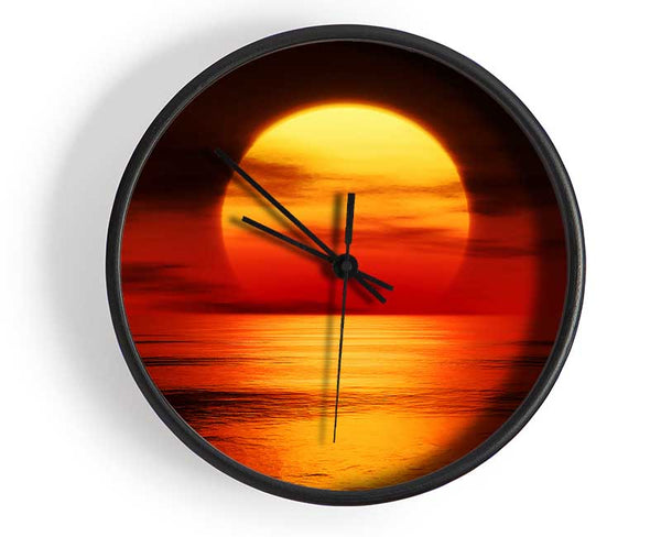 Red Fire Sky Reflections Clock - Wallart-Direct UK