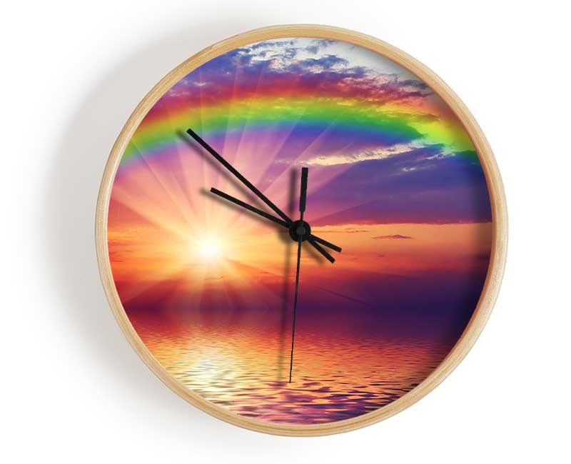 Rainbow Sun Blaze Clock - Wallart-Direct UK