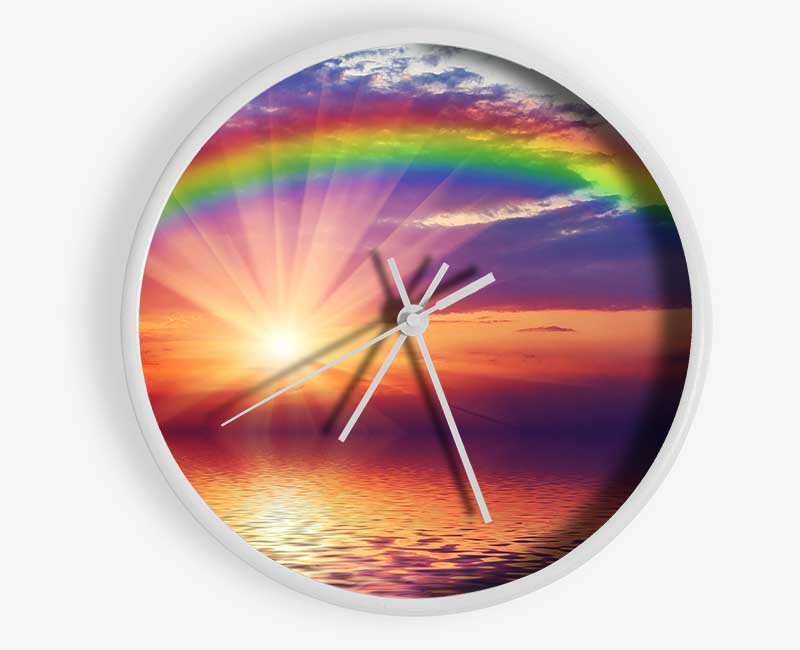 Rainbow Sun Blaze Clock - Wallart-Direct UK