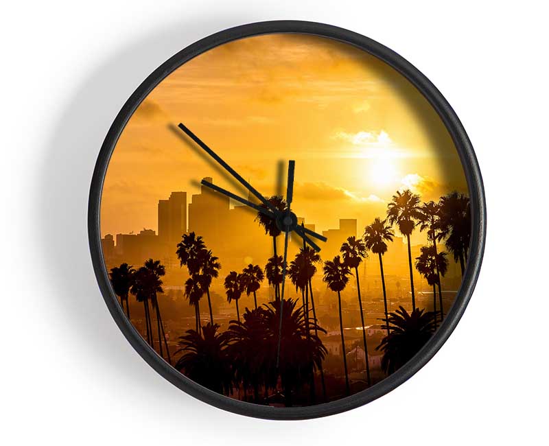 Palm Tree City Clock - Wallart-Direct UK