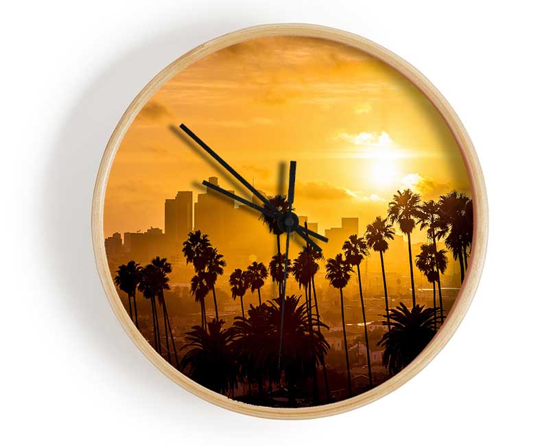 Palm Tree City Clock - Wallart-Direct UK