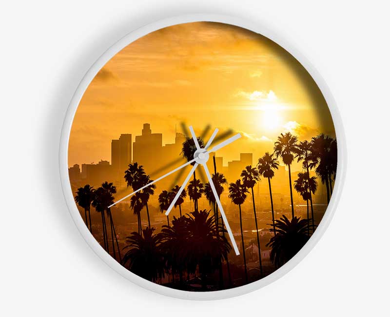 Palm Tree City Clock - Wallart-Direct UK