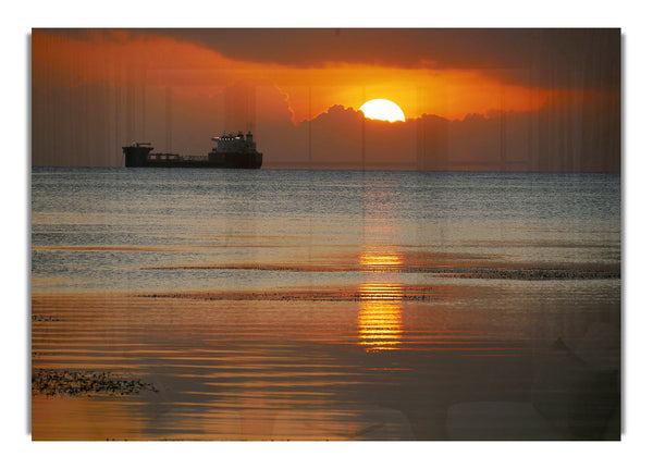 Ocean Ship Sun Glow