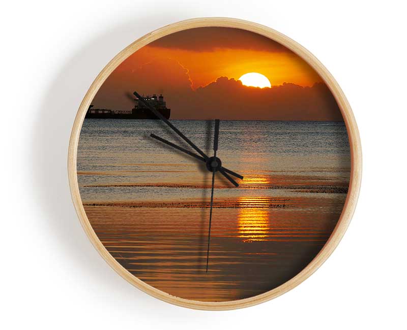 Ocean Ship Sun Glow Clock - Wallart-Direct UK