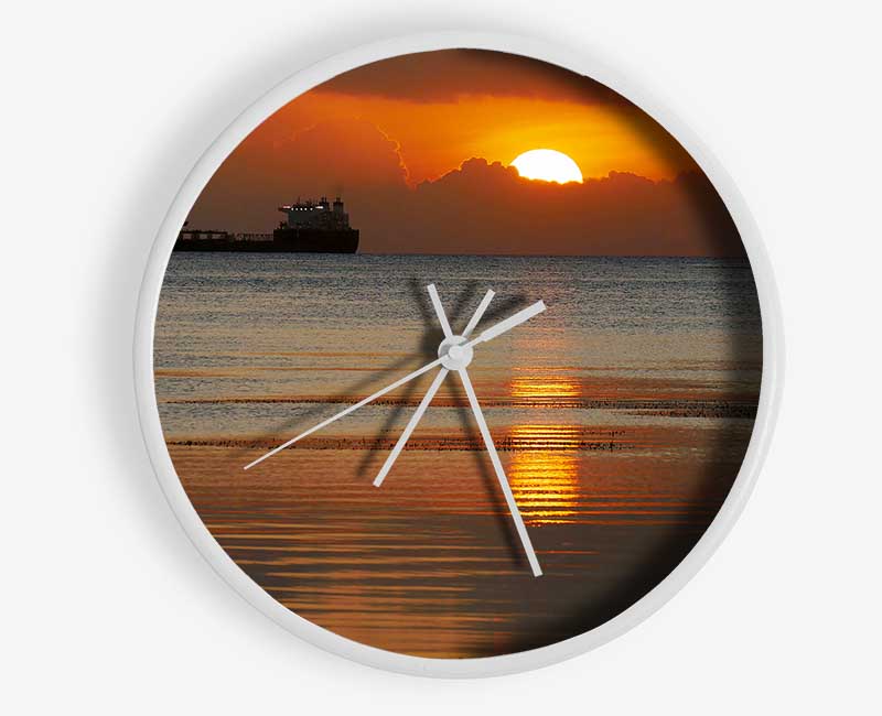 Ocean Ship Sun Glow Clock - Wallart-Direct UK