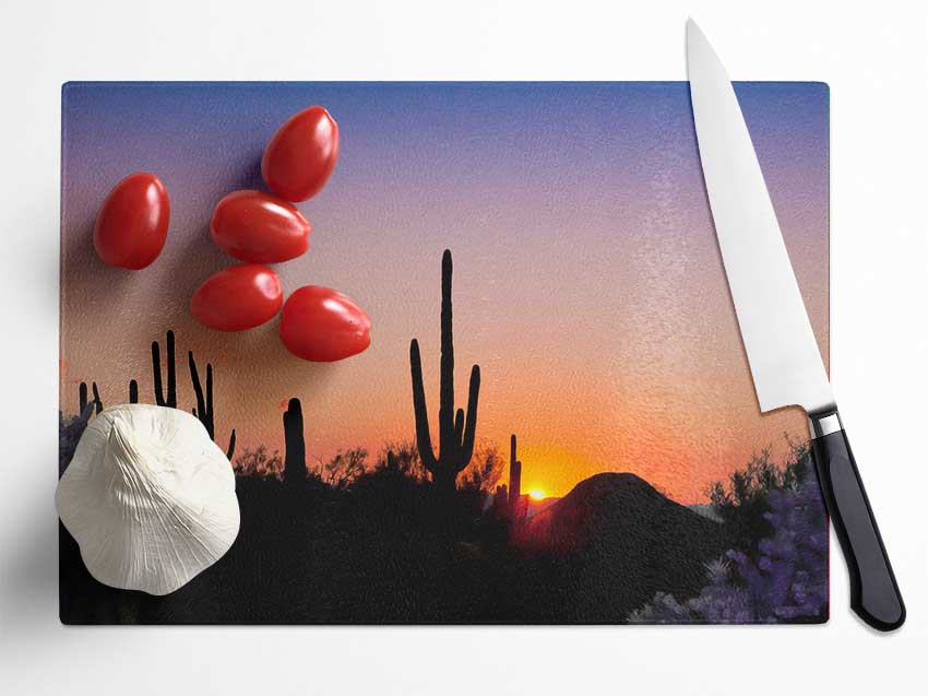 Desert Sun Glow Glass Chopping Board