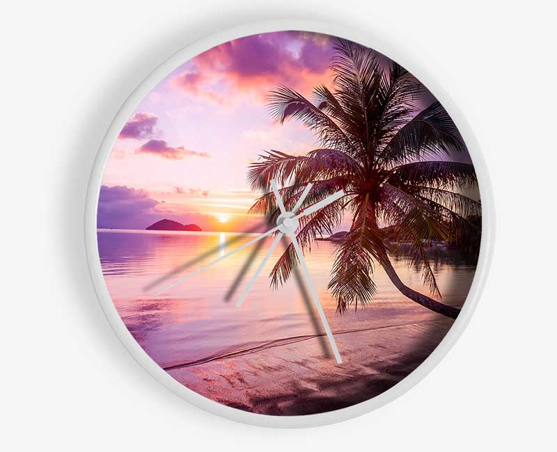 Purple Tranquil Ocean Clock - Wallart-Direct UK