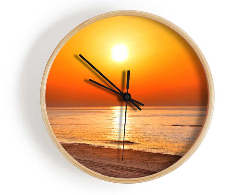 Orange Beach Glow Clock - Wallart-Direct UK