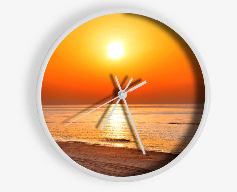 Orange Beach Glow Clock - Wallart-Direct UK