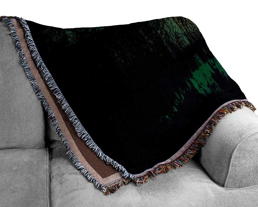 Green Northern Lights Woven Blanket