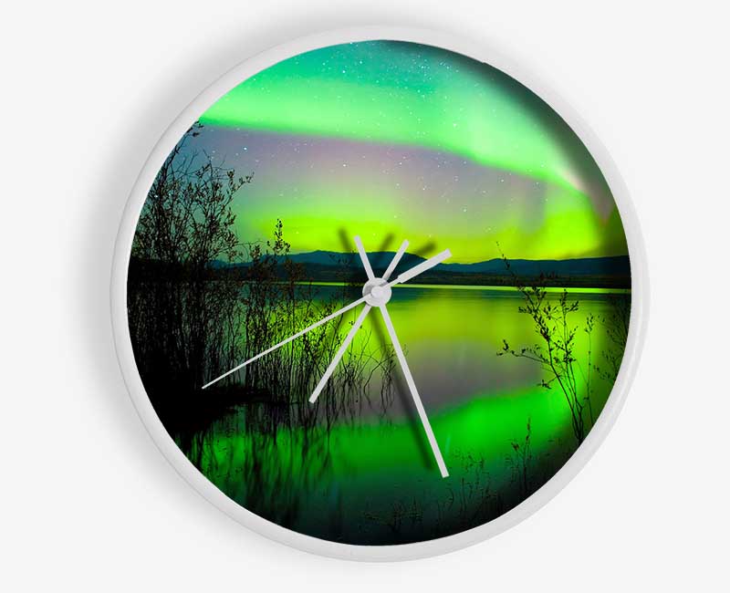 Green Northern Lights Clock - Wallart-Direct UK