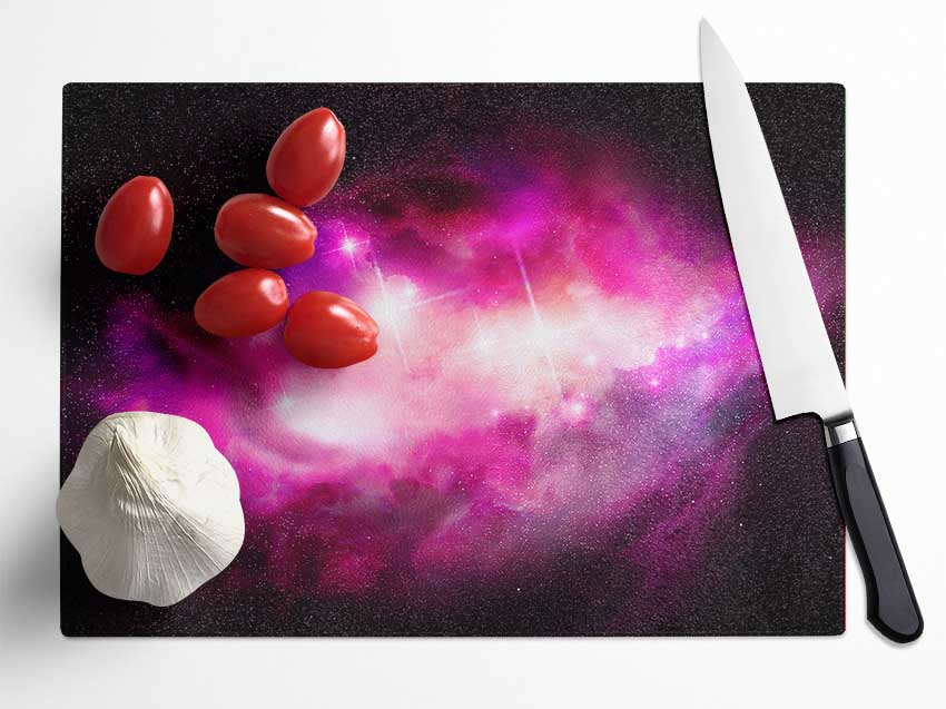 Pink Star Cluster Glass Chopping Board