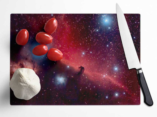 Horsehead Nebula Red Glass Chopping Board