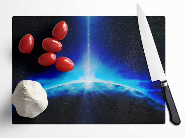 Perfect Blue Planet Glass Chopping Board