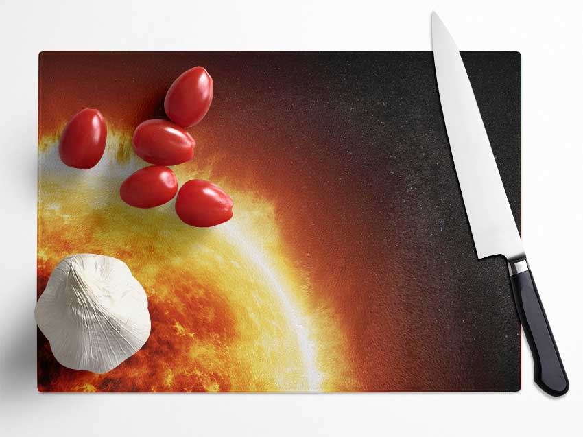 Fire Sun Glow Glass Chopping Board