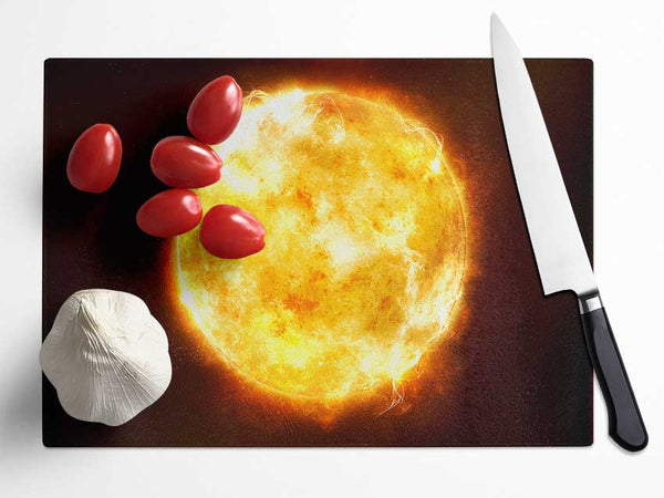 Fire Sun 1 Glass Chopping Board