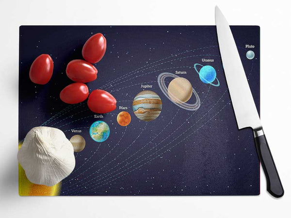 The Solar System 3 Glass Chopping Board