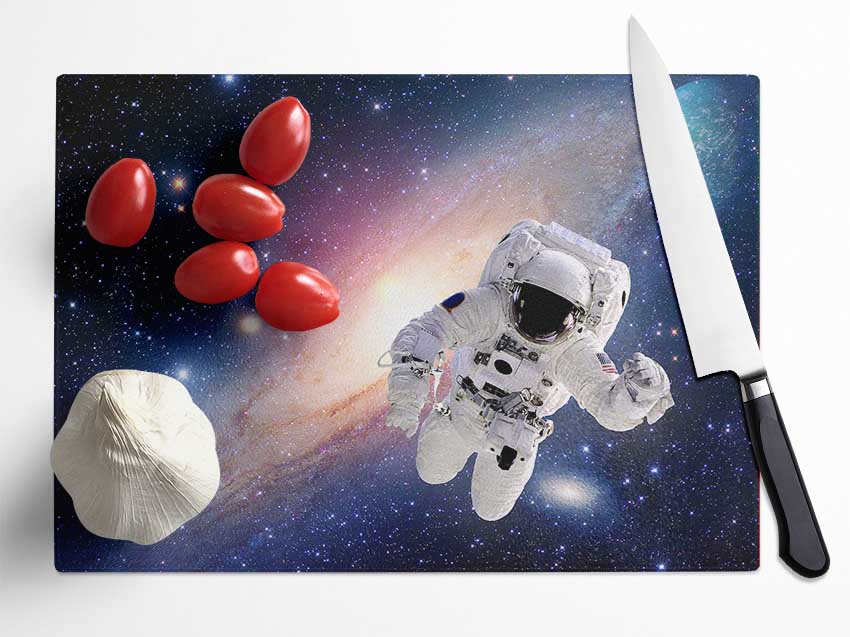 Spaceman In The Galaxy Glass Chopping Board