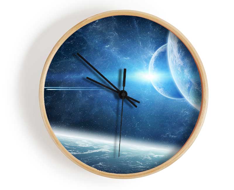 Ice Blue Planet Clock - Wallart-Direct UK