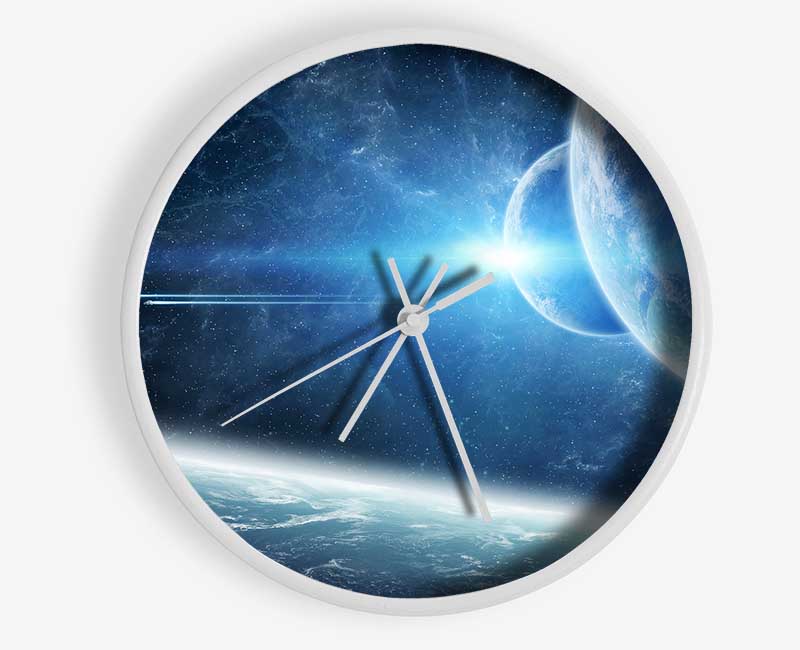 Ice Blue Planet Clock - Wallart-Direct UK